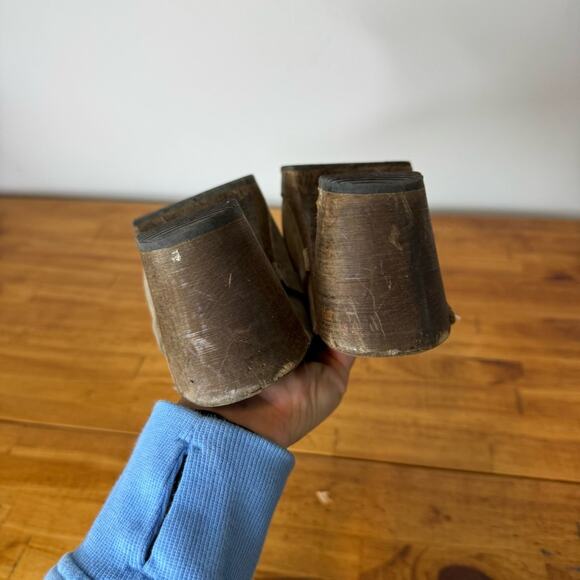 Lottas Taupe Gray Leather Slip On Wooden Heel Swedish Clogs Size 38 - Picture 4 of 5